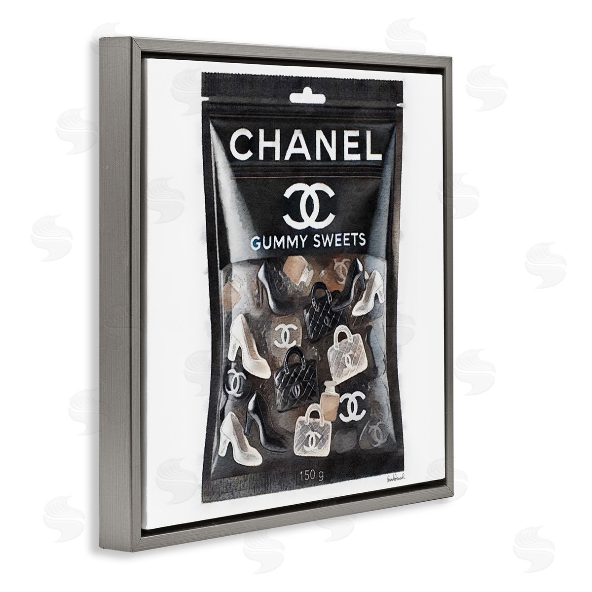 Chic Fashion Candy Grey Floating Frame Canvas Wall Art, Home Decor by Amanda Greenwood