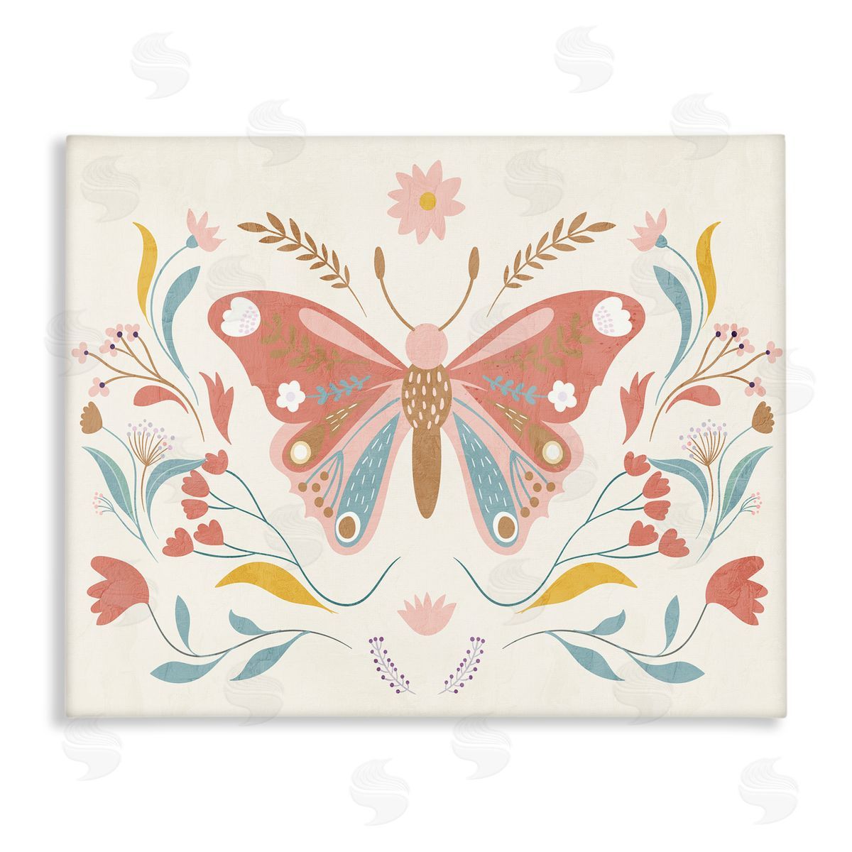 Boho Folk Butterfly Canvas Wall Art, Home Decor by Kim Allen