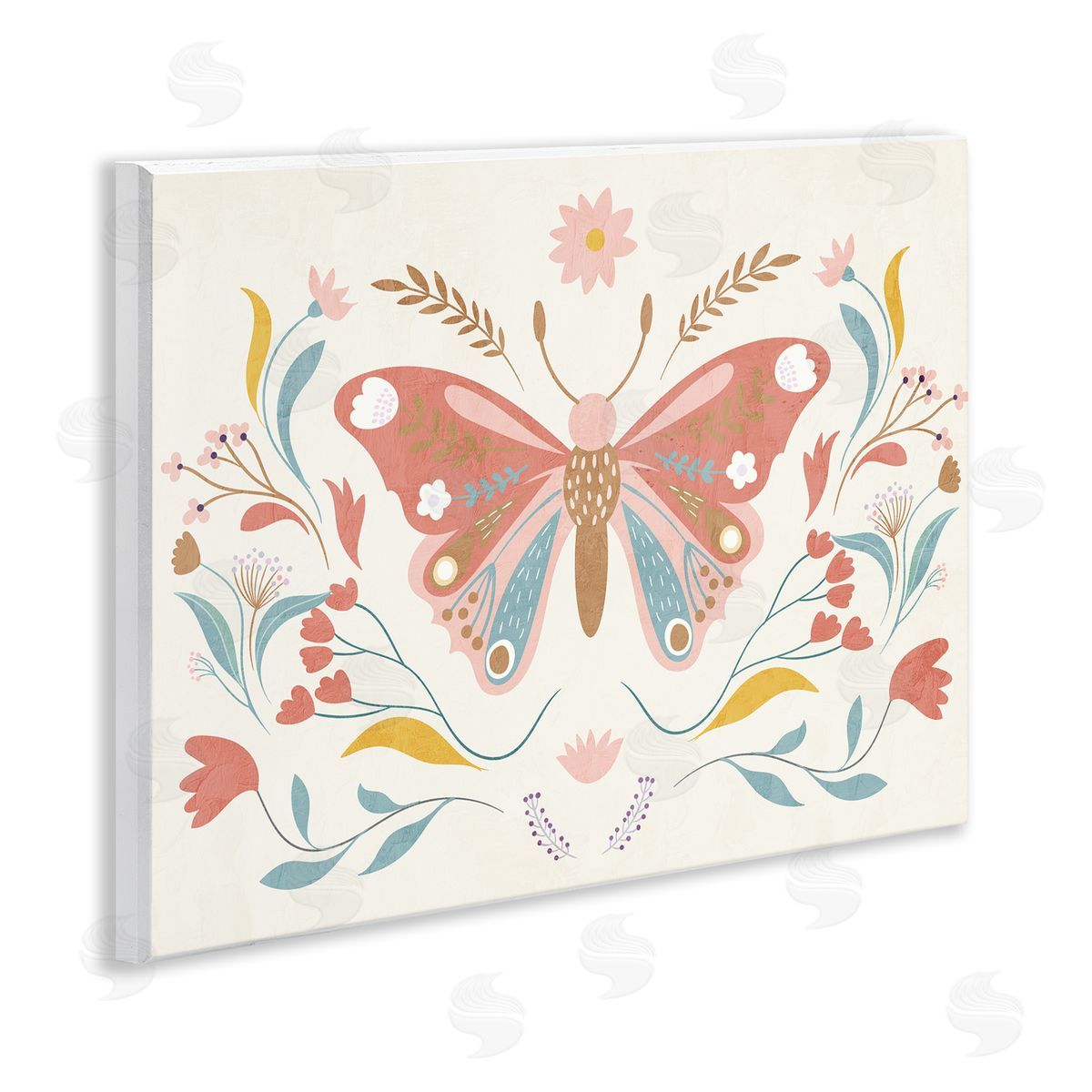 Boho Folk Butterfly Wood Plaque Wall Art, Home Decor by Kim Allen