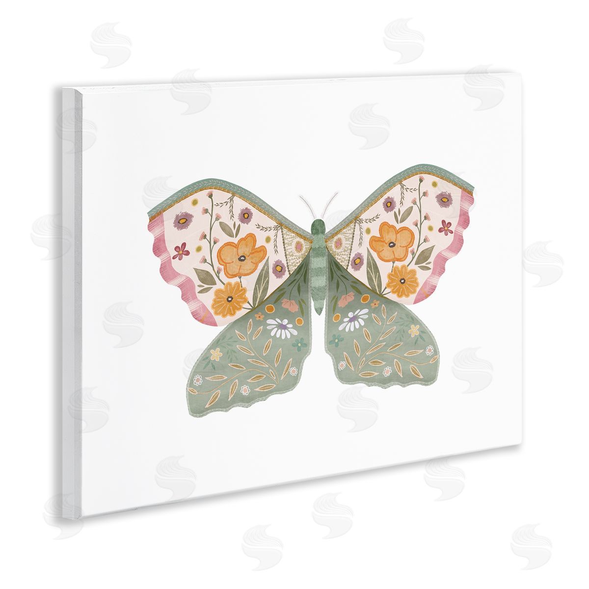 Moth with Floral Wings Wood Plaque Wall Art, Home Decor by Leah Straatsma