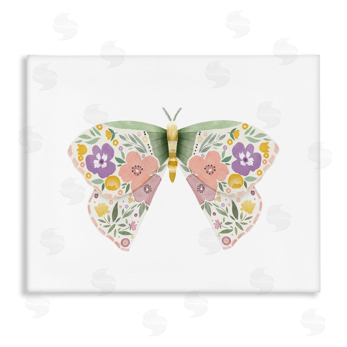 Marigold Floral Moth Canvas Wall Art, Home Decor by Leah Straatsma