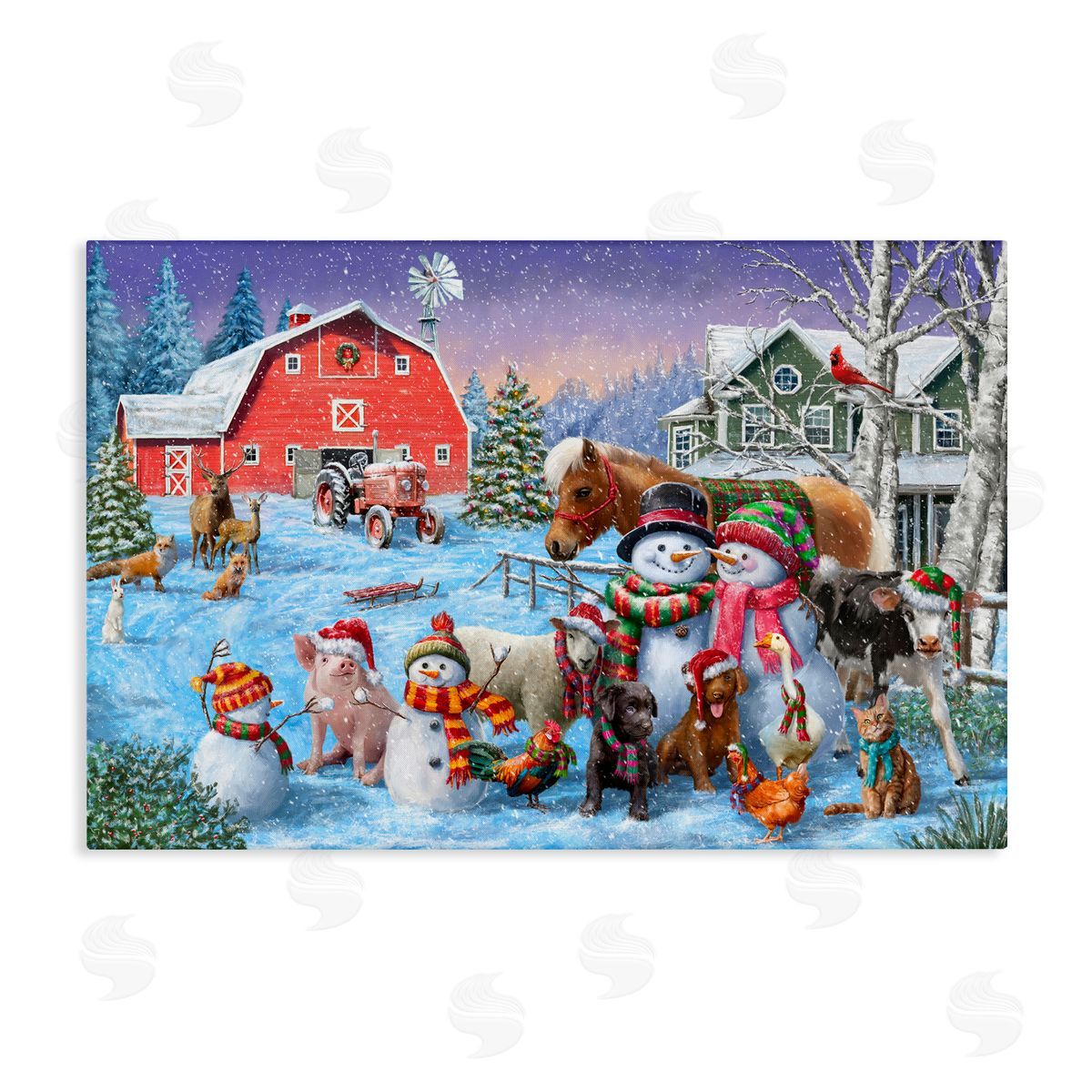 Snowman & Dogs Family Canvas Wall Art, Home Decor by Grateful Licensing