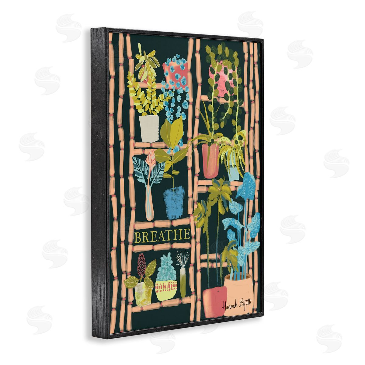 Plant Shelf on Black Black Frame Print Wall Art, Home Decor by Hannah Byatt