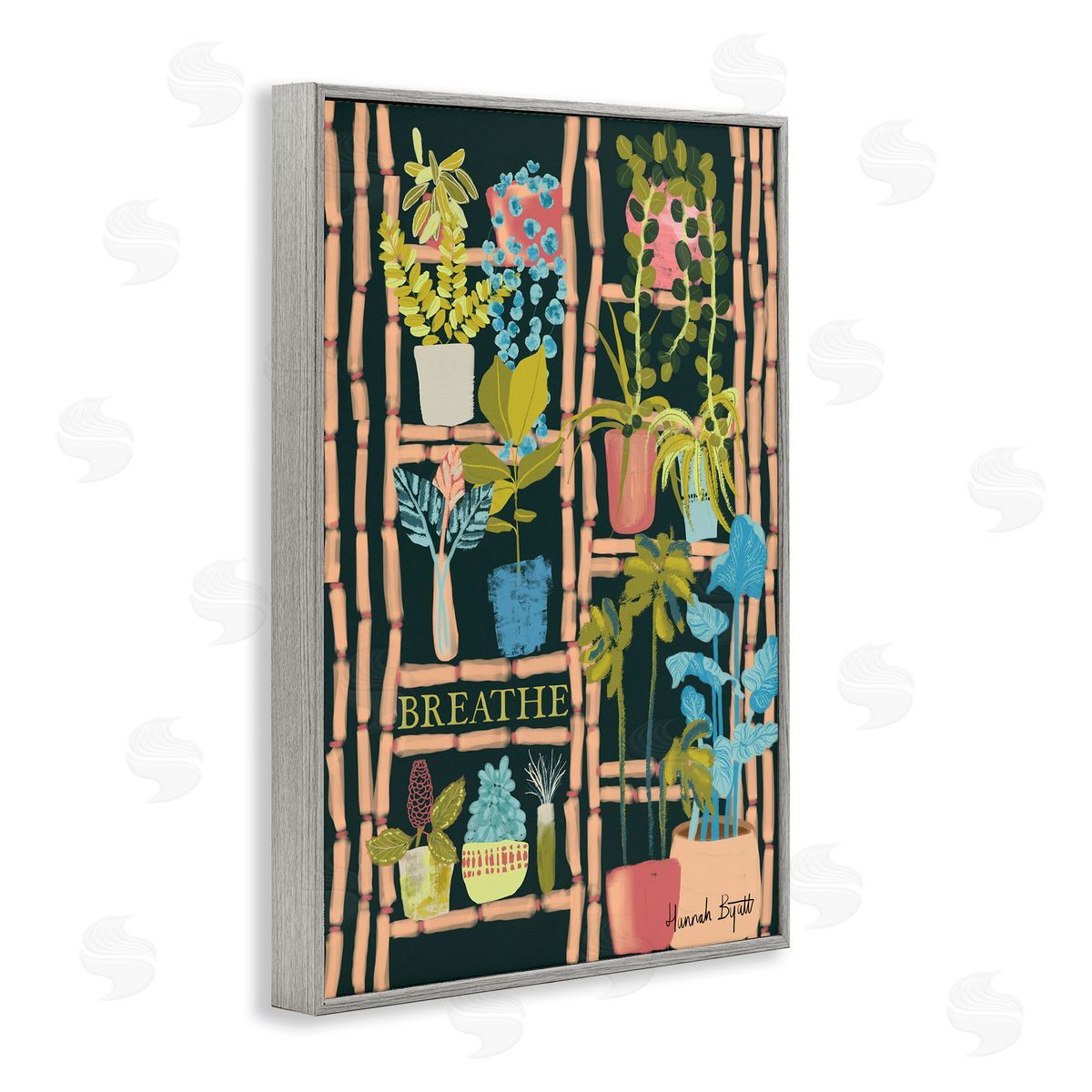 Plant Shelf on Black Grey Frame Print Wall Art, Home Decor by Hannah Byatt