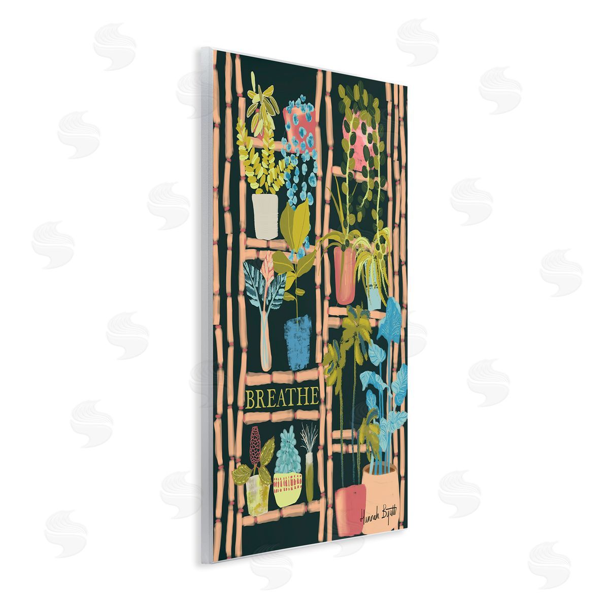 Plant Shelf on Black Wood Plaque Wall Art, Home Decor by Hannah Byatt