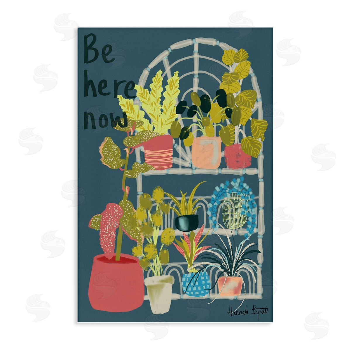 Be Here Now Plant Shelf Canvas Wall Art, Home Decor by Hannah Byatt