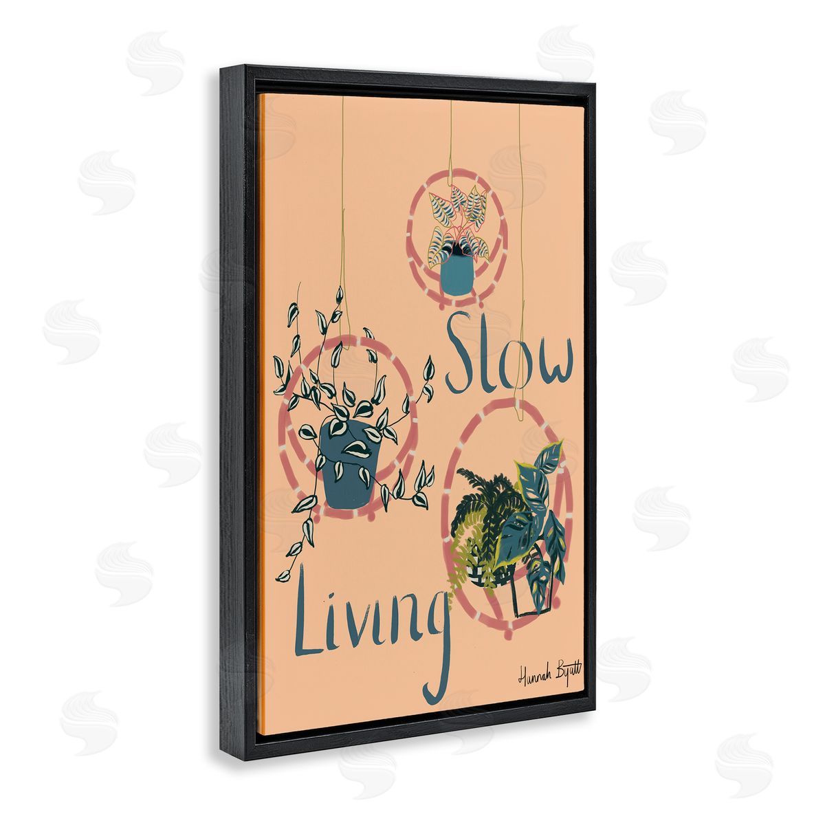 Slow Living & Plants Black Floating Frame Canvas Wall Art, Home Decor by Hannah Byatt