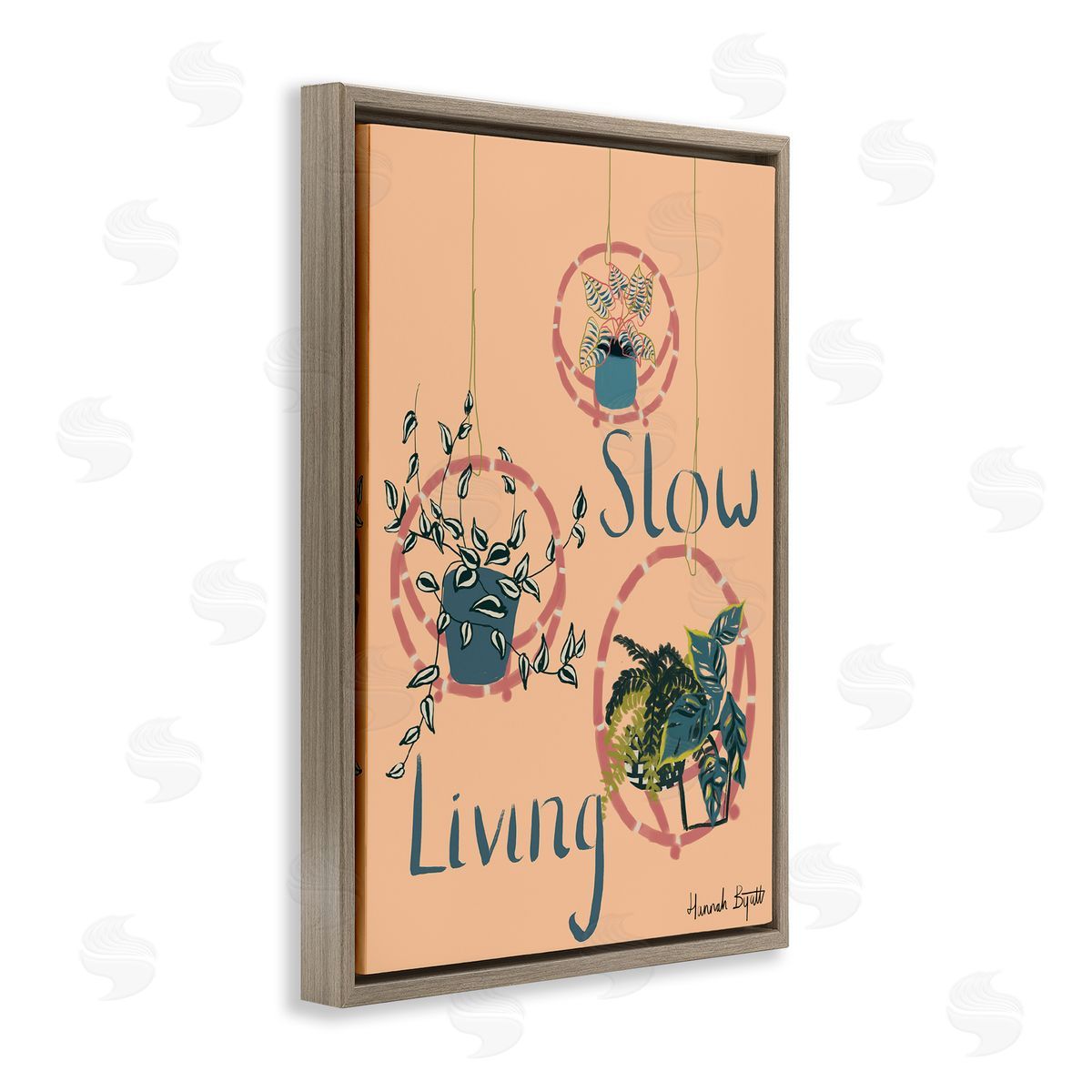 Slow Living & Plants Brown Floating Frame Canvas Wall Art, Home Decor by Hannah Byatt