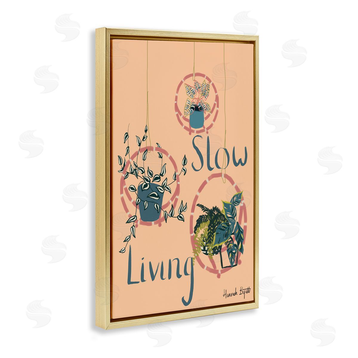 Slow Living & Plants Gold Floating Frame Canvas Wall Art, Home Decor by Hannah Byatt