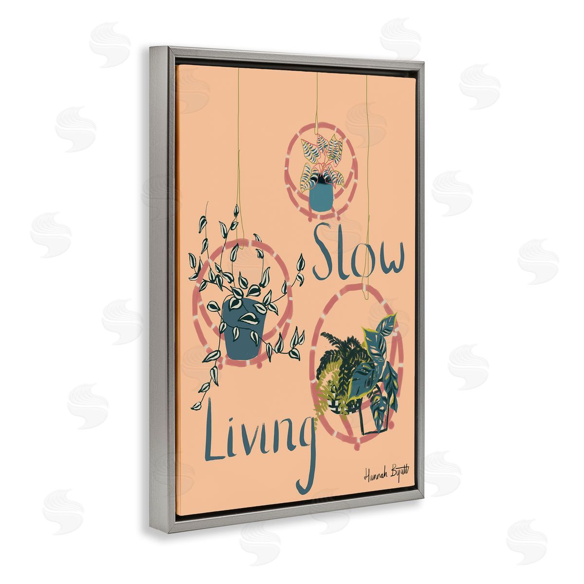 Slow Living & Plants Grey Floating Frame Canvas Wall Art, Home Decor by Hannah Byatt
