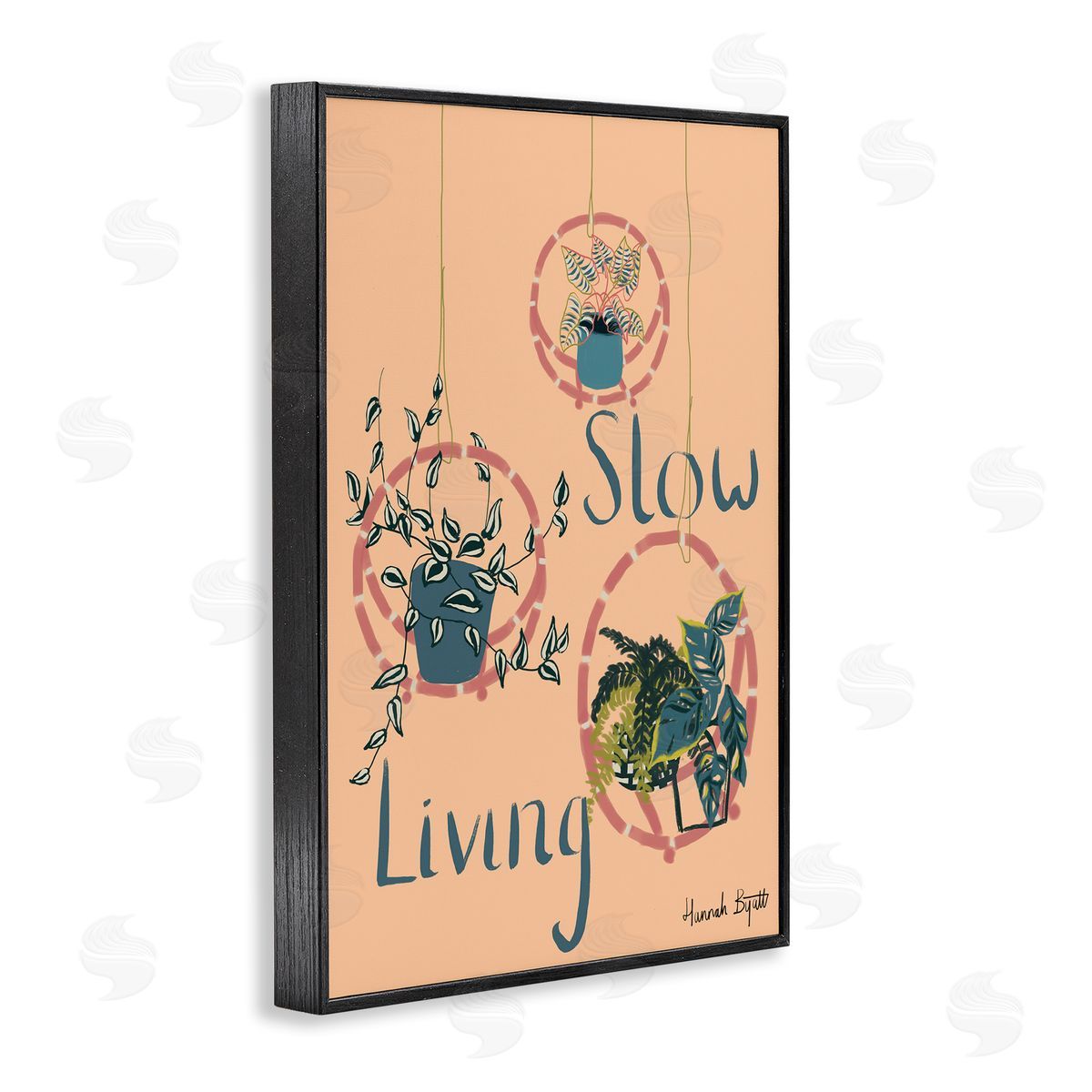 Slow Living & Plants Black Frame Print Wall Art, Home Decor by Hannah Byatt