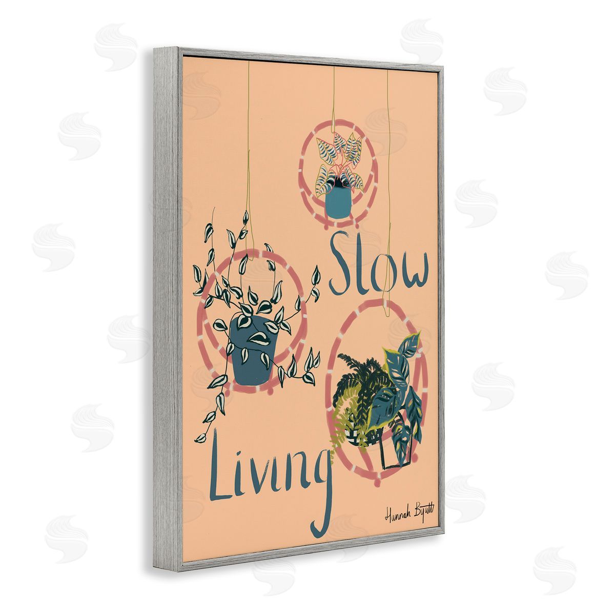 Slow Living & Plants Grey Frame Print Wall Art, Home Decor by Hannah Byatt