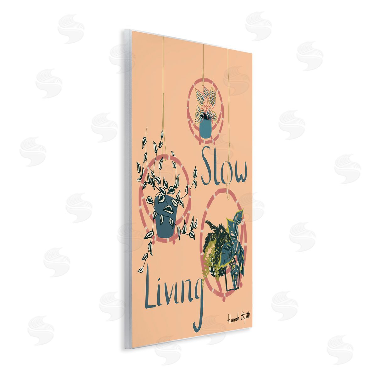 Slow Living & Plants Wood Plaque Wall Art, Home Decor by Hannah Byatt