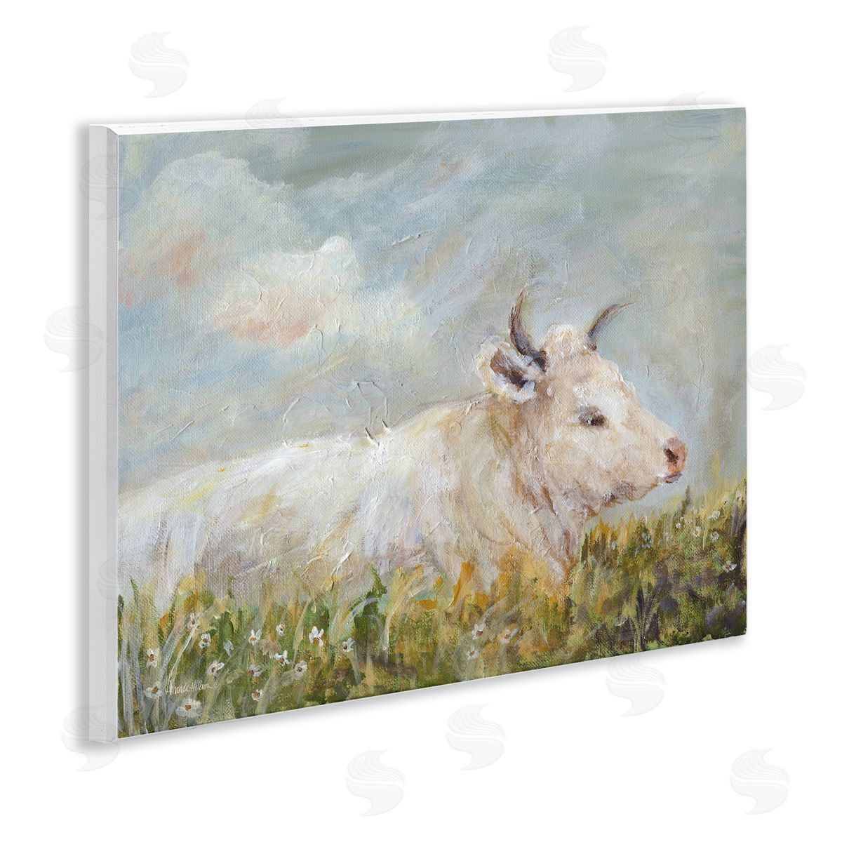 Subtle Cattle Sun Bathing Wood Plaque Wall Art, Home Decor by Amanda Hilburn