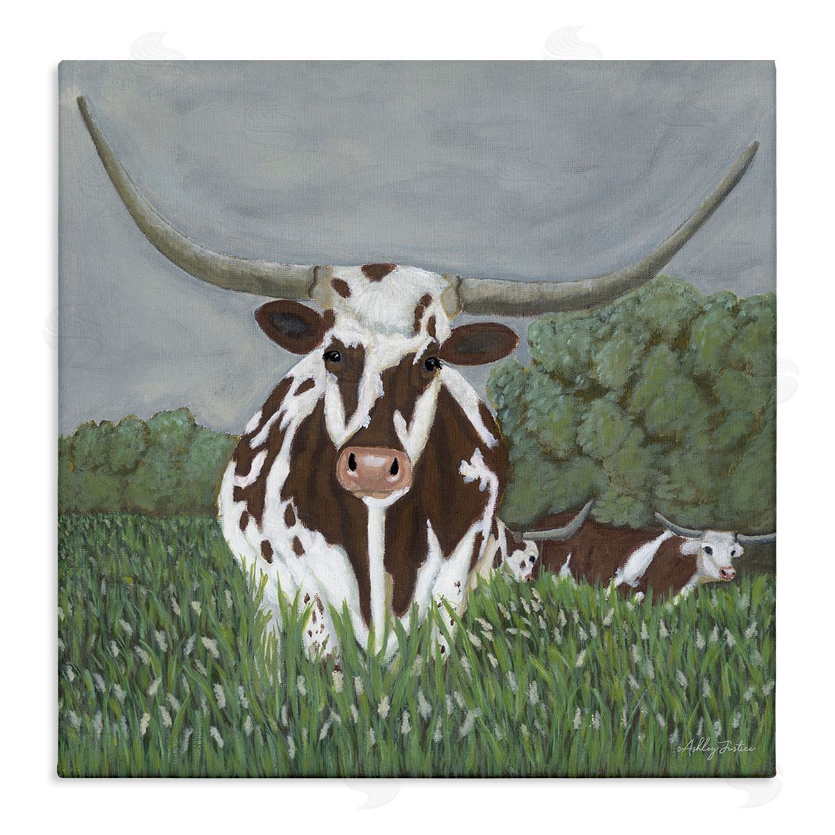 Spotted Longhorn in Nature Canvas Wall Art, Home Decor by Ashley Justice