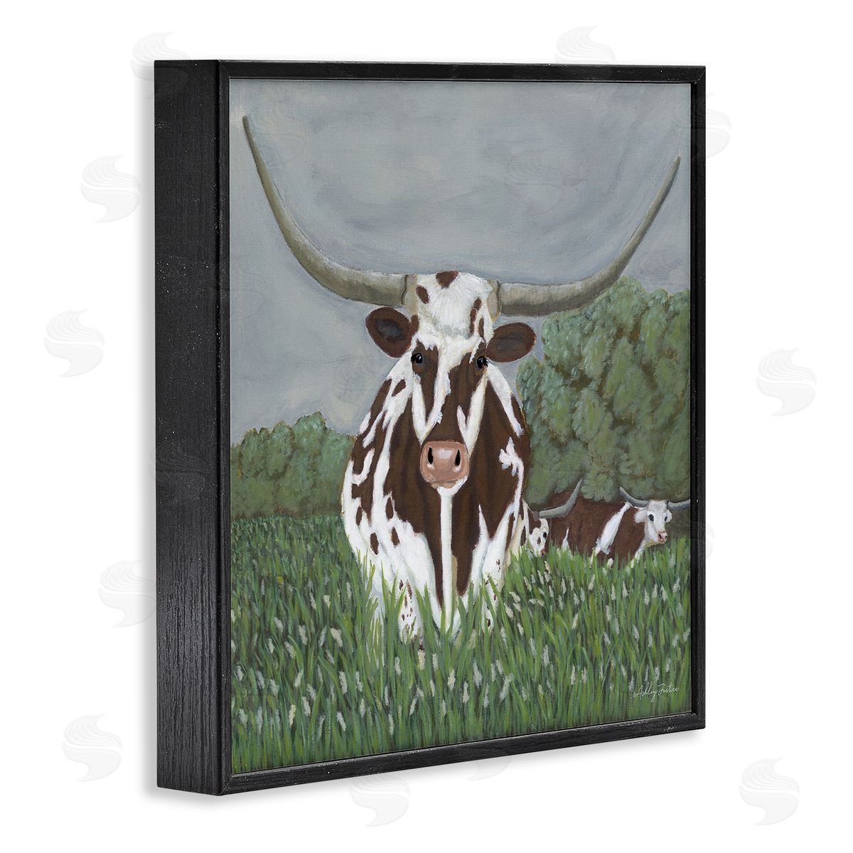 Spotted Longhorn in Nature Black Frame Print Wall Art, Home Decor by Ashley Justice