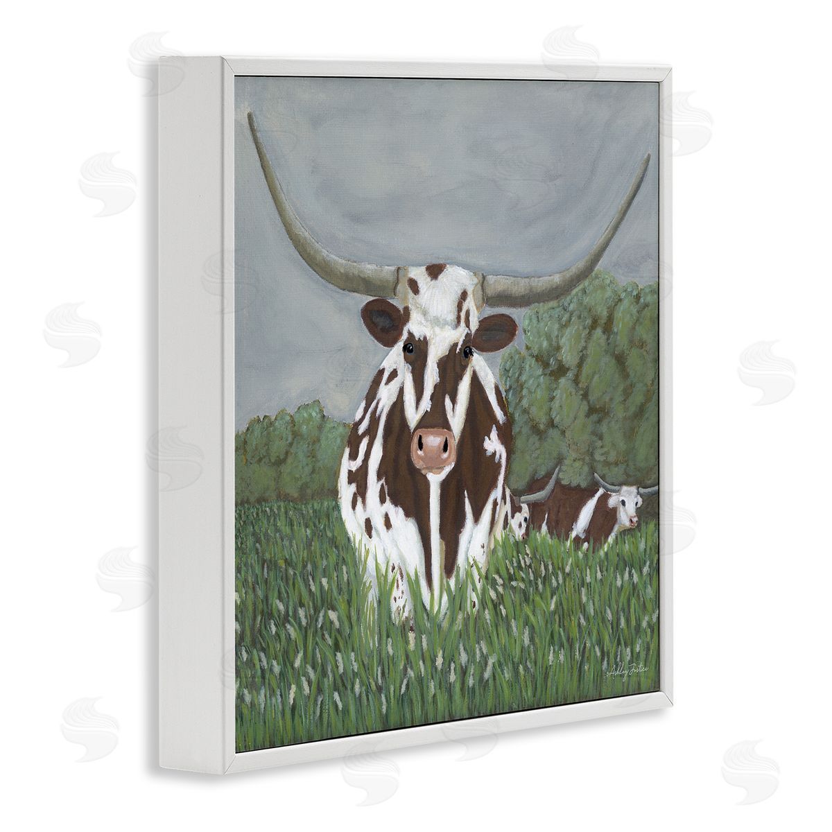 Spotted Longhorn in Nature White Frame Print Wall Art, Home Decor by Ashley Justice