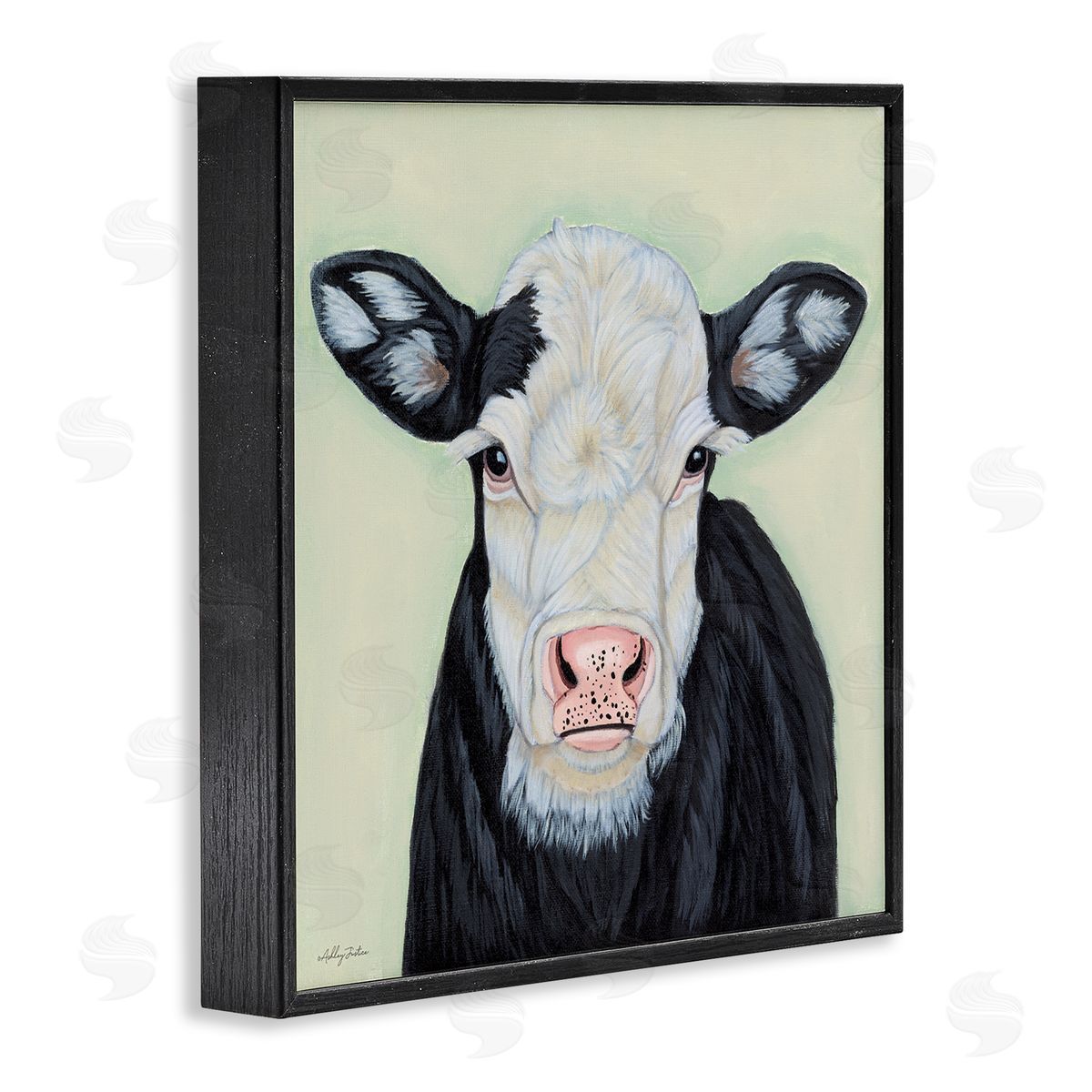 Cow with Spotted Ears Black Frame Print Wall Art, Home Decor by Ashley Justice