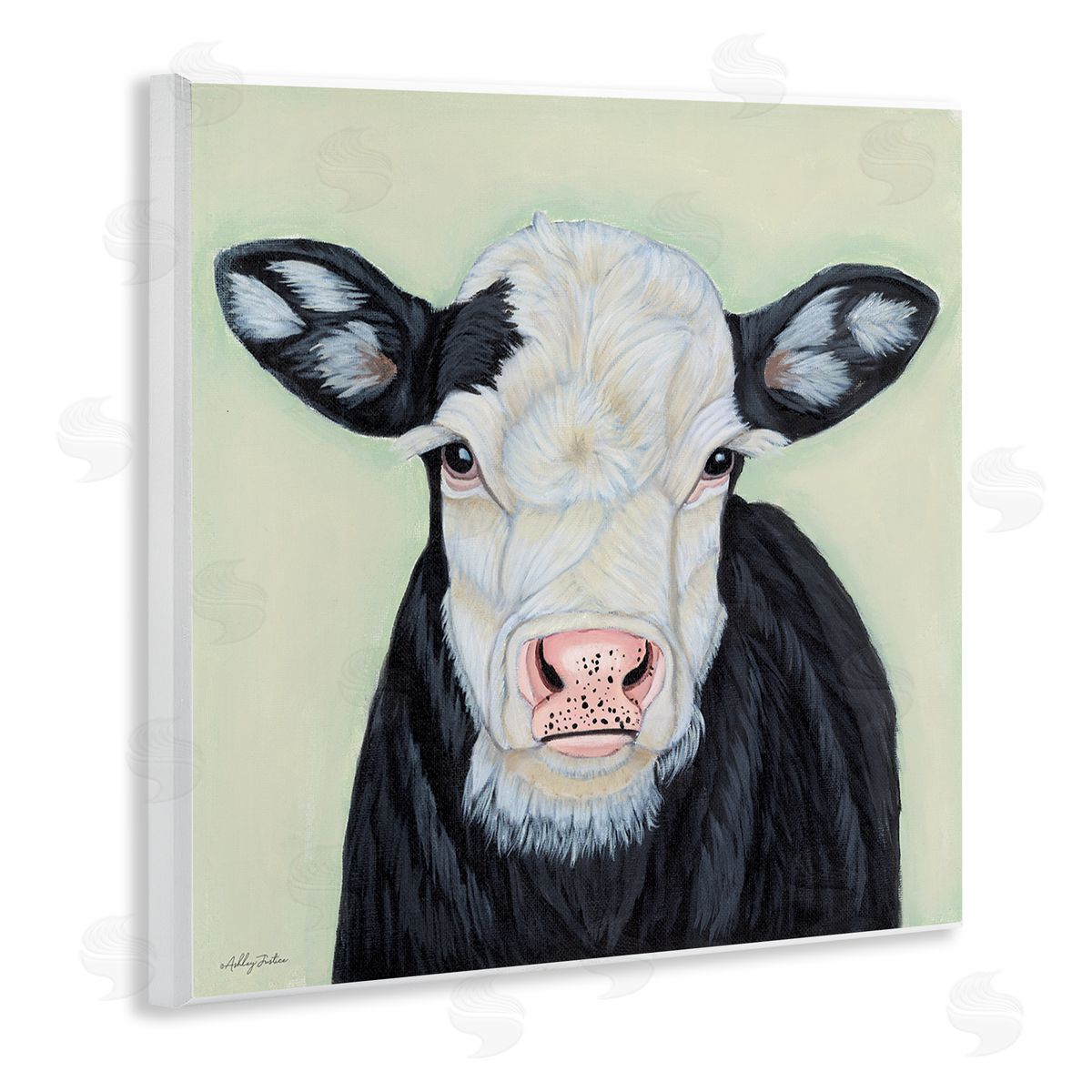 Cow with Spotted Ears Wood Plaque Wall Art, Home Decor by Ashley Justice