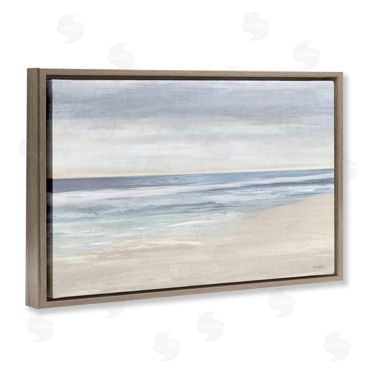 Subtle Beach Ombre Brown Floating Frame Canvas Wall Art, Home Decor by Amber Sterling