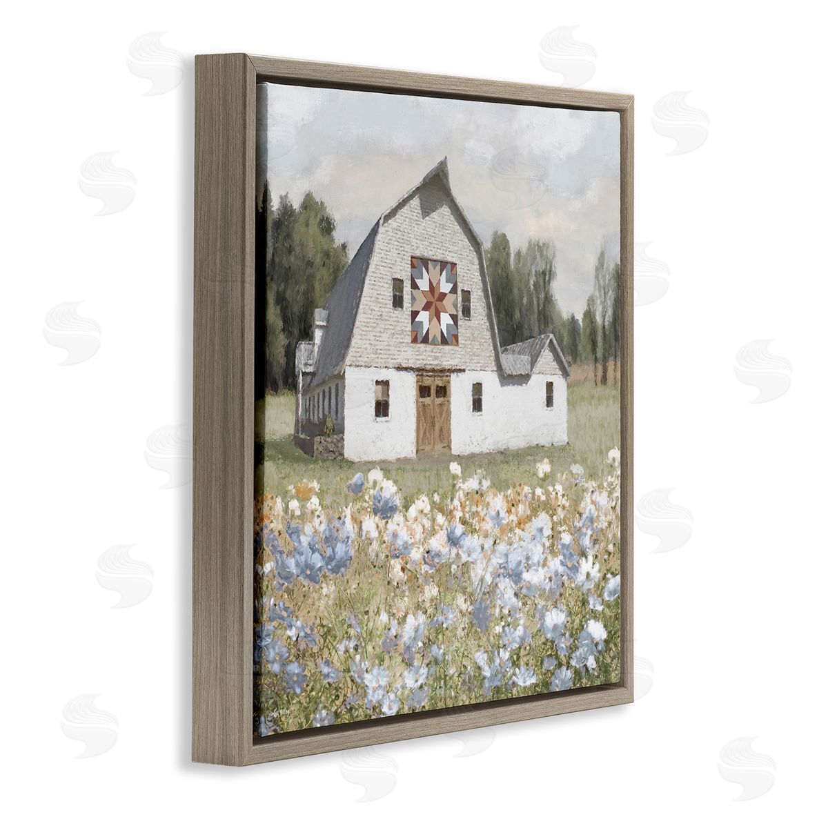 Meadow View & Barn Brown Floating Frame Canvas Wall Art, Home Decor by Amber Sterling