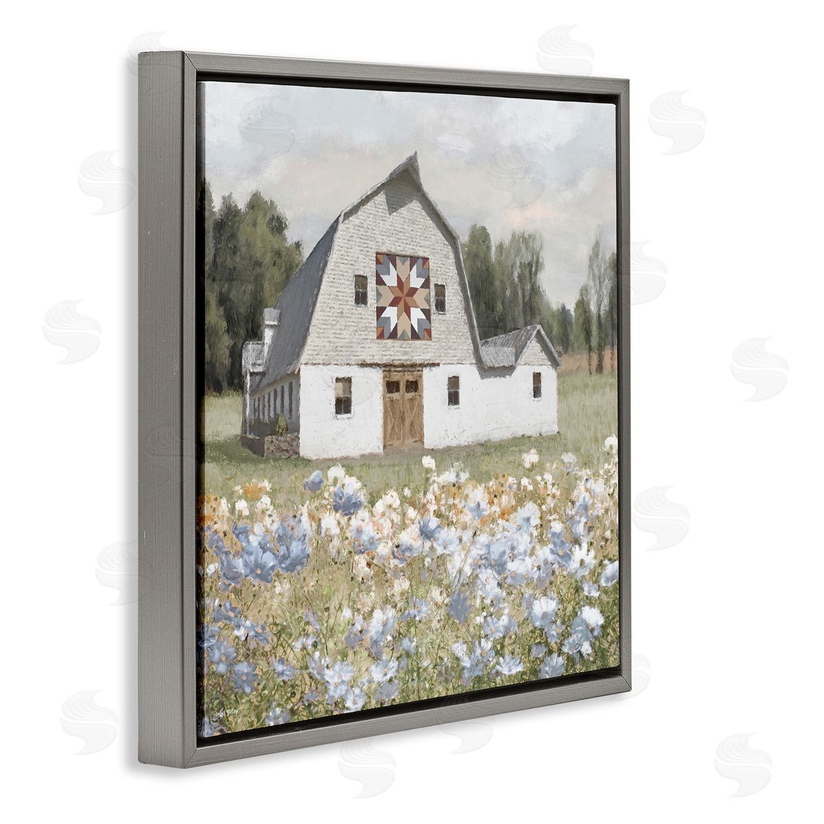 Meadow View & Barn Grey Floating Frame Canvas Wall Art, Home Decor by Amber Sterling
