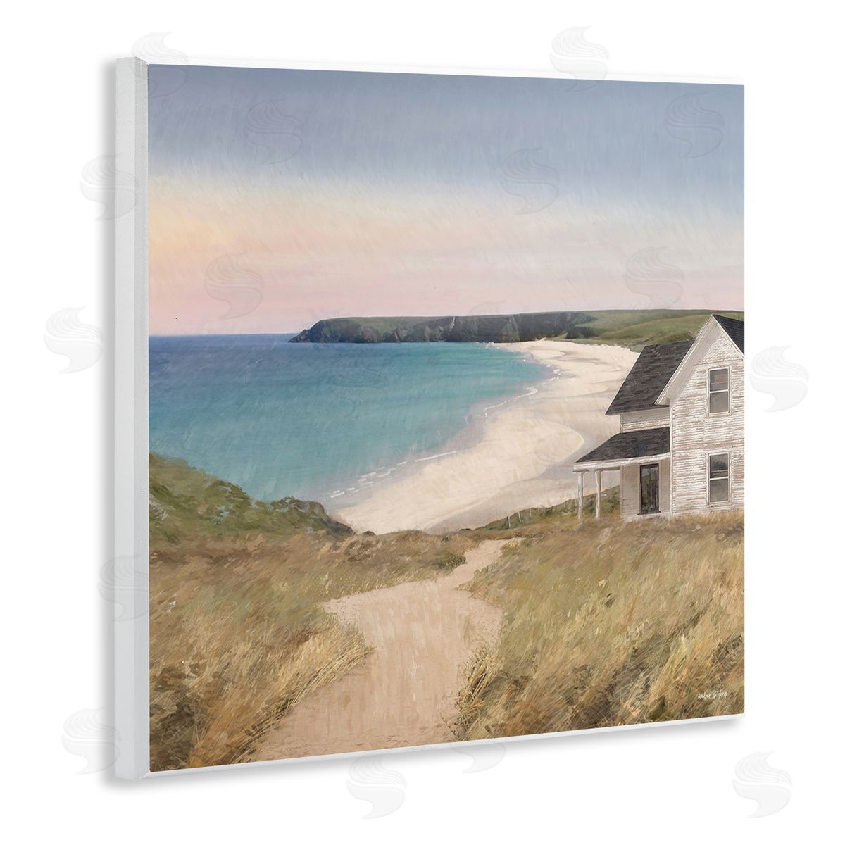 Cottage Down By Shore Wood Plaque Wall Art, Home Decor by Amber Sterling