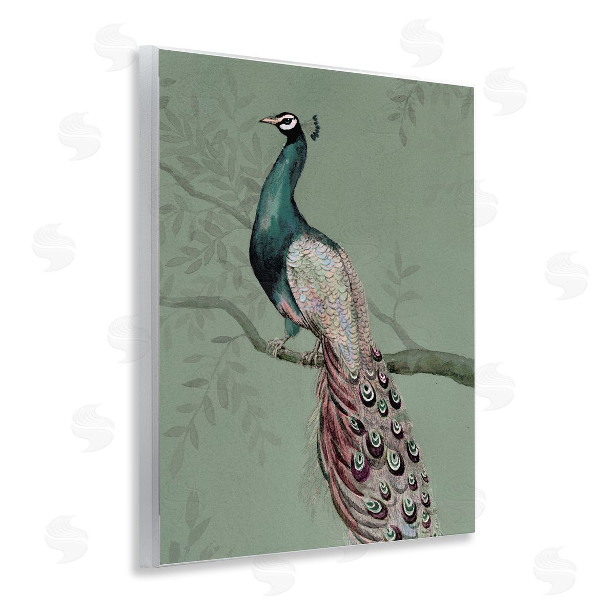Regal Peacock on Branch Wood Plaque Wall Art, Home Decor by Cloverfield & Co.