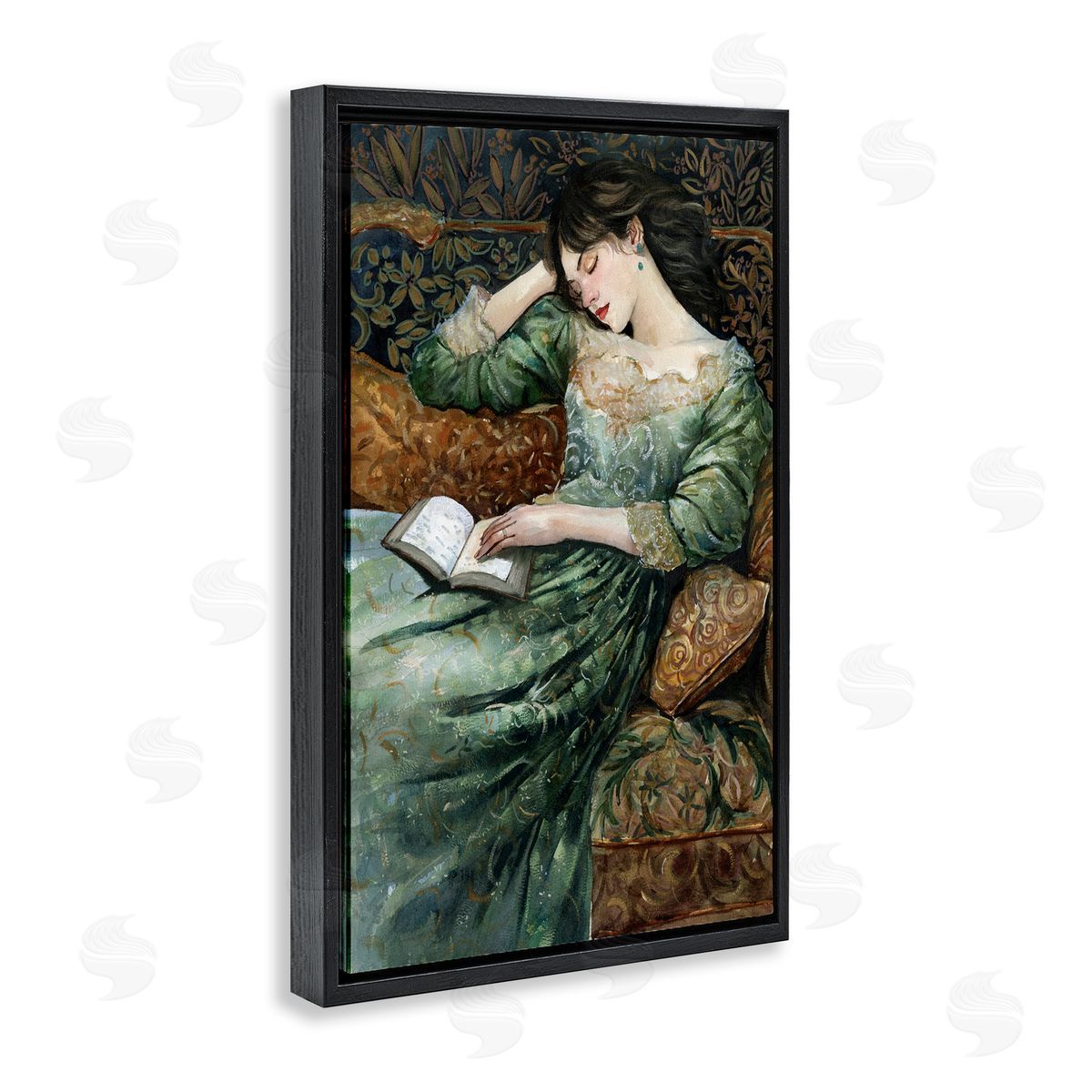 Woman in Ornate Gown Black Floating Frame Canvas Wall Art, Home Decor by Cloverfield & Co.