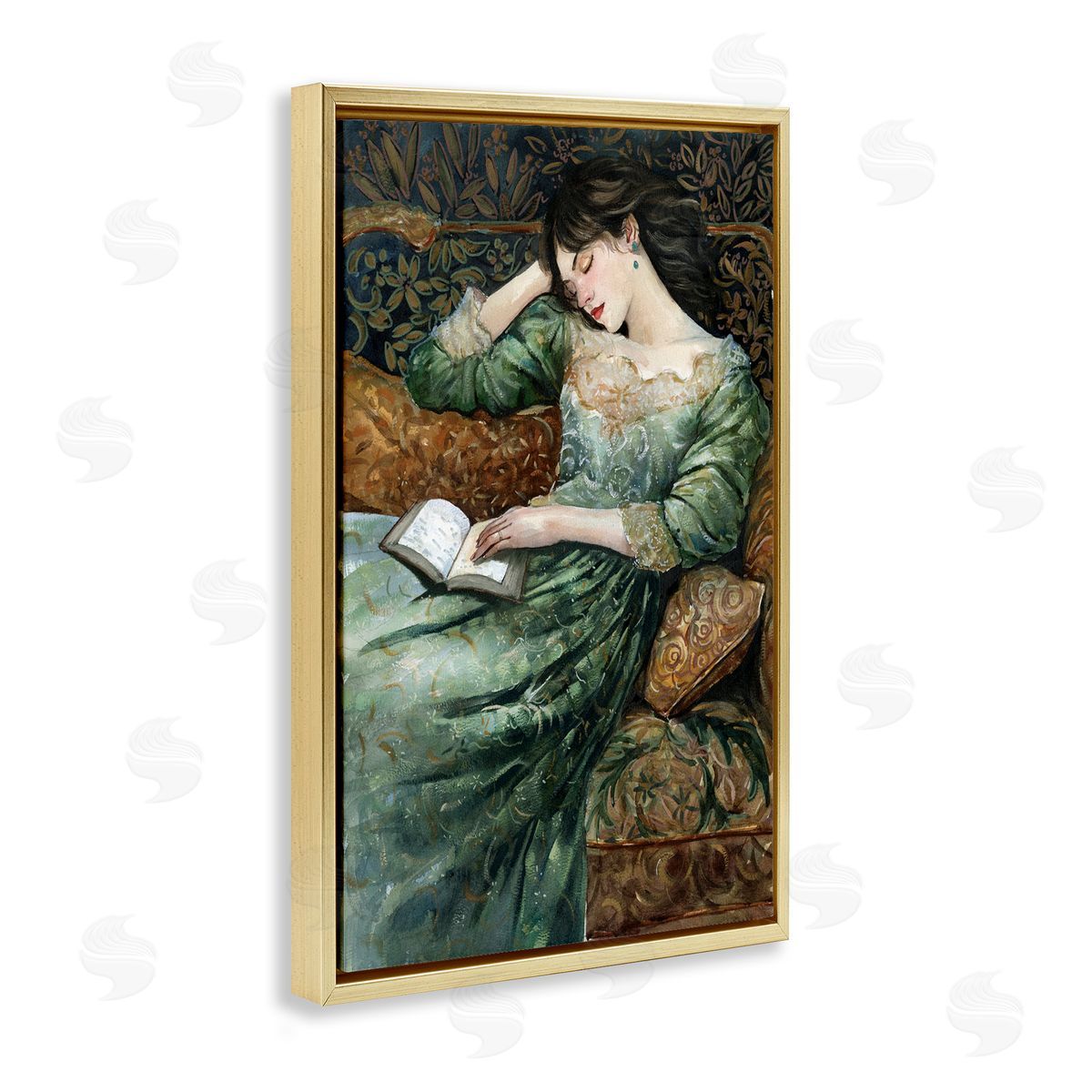 Woman in Ornate Gown Gold Floating Frame Canvas Wall Art, Home Decor by Cloverfield & Co.