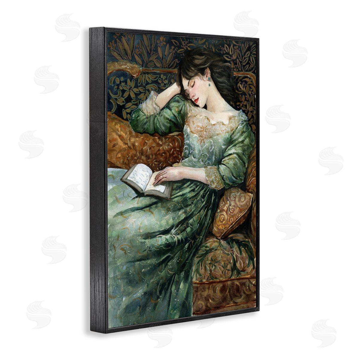 Woman in Ornate Gown Black Frame Print Wall Art, Home Decor by Cloverfield & Co.
