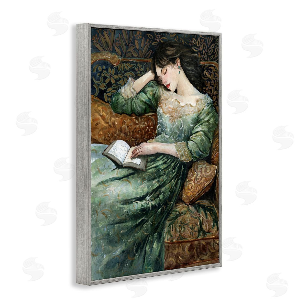 Woman in Ornate Gown Grey Frame Print Wall Art, Home Decor by Cloverfield & Co.