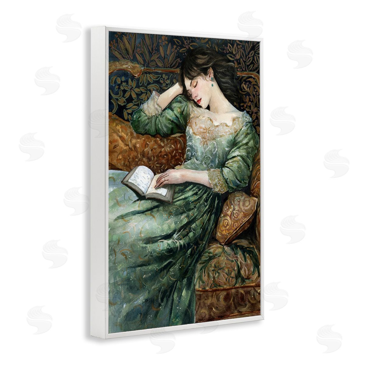 Woman in Ornate Gown White Frame Print Wall Art, Home Decor by Cloverfield & Co.
