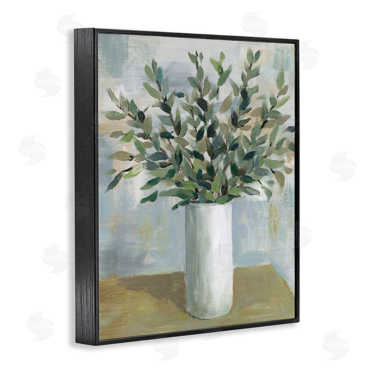Leafy Green Plant Vase Black Frame Print Wall Art, Home Decor by Cloverfield & Co.
