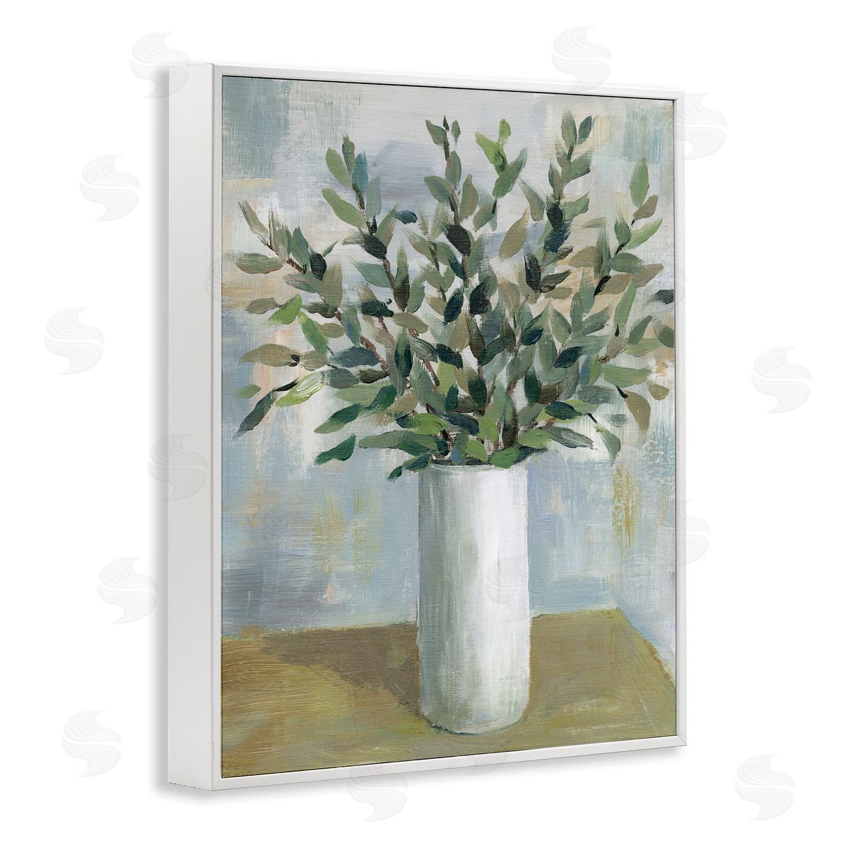 Leafy Green Plant Vase White Frame Print Wall Art, Home Decor by Cloverfield & Co.