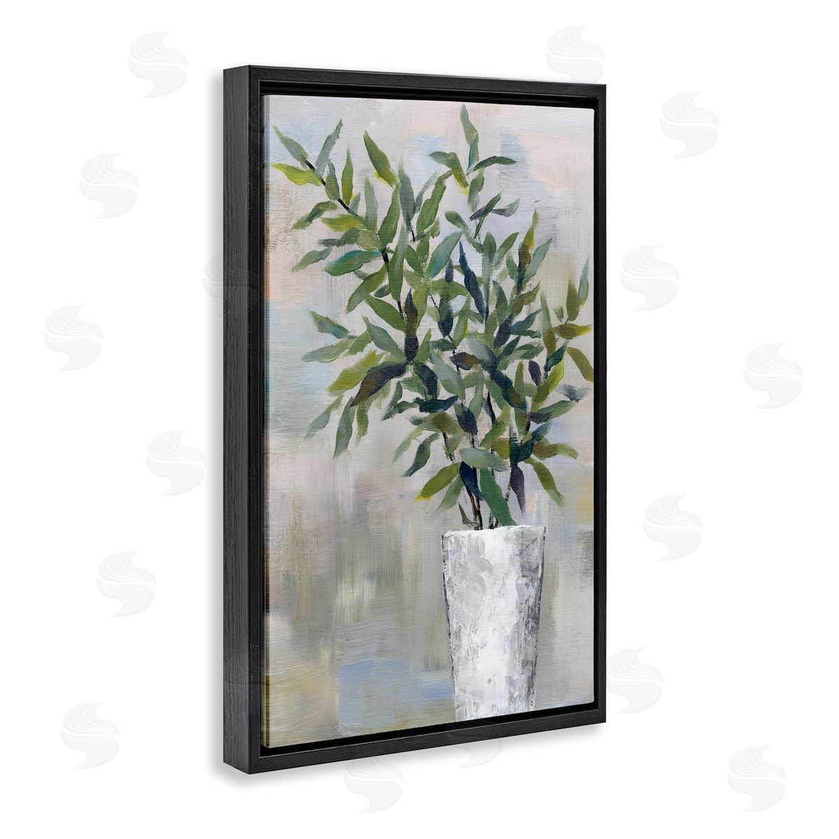Splayed Plant Leaves Black Floating Frame Canvas Wall Art, Home Decor by Cloverfield & Co.