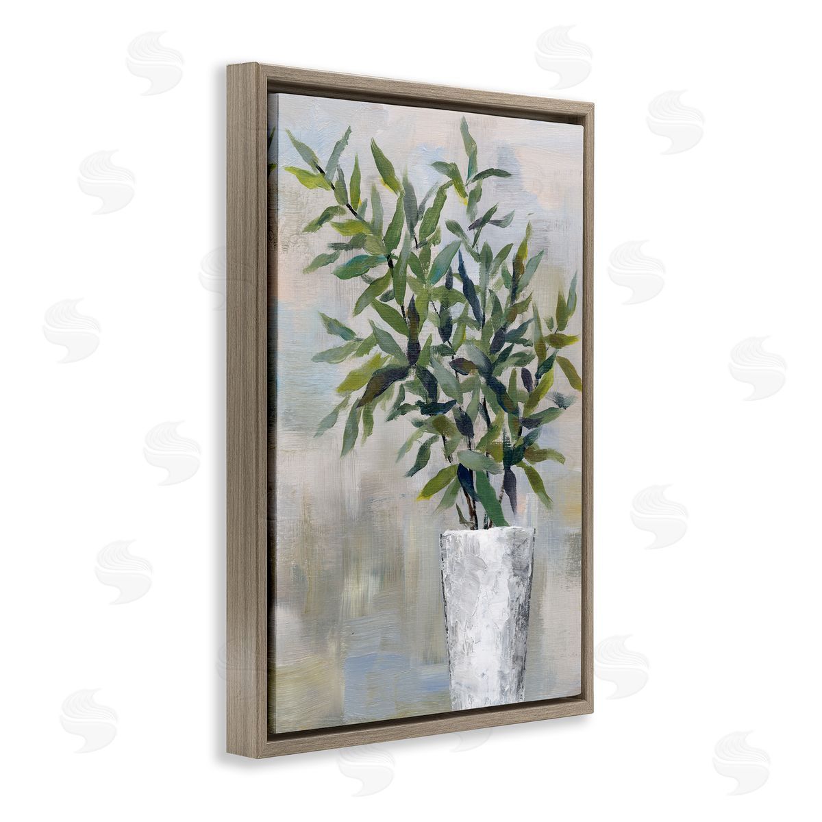 Splayed Plant Leaves Brown Floating Frame Canvas Wall Art, Home Decor by Cloverfield & Co.