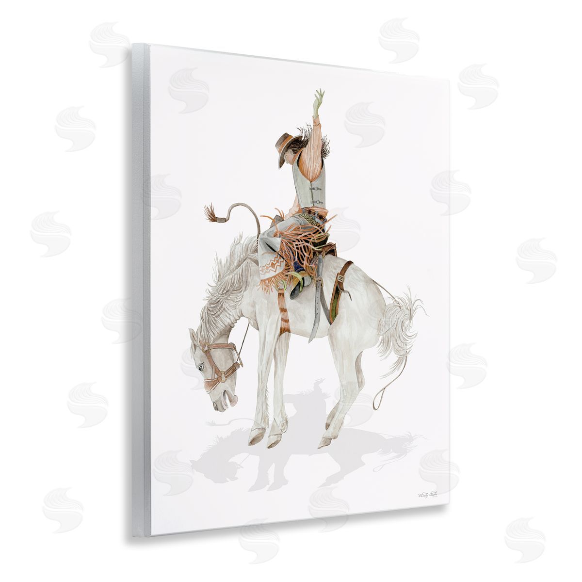 Cowgirl on Rearing Horse Wood Plaque Wall Art, Home Decor by Cindy Jacobs