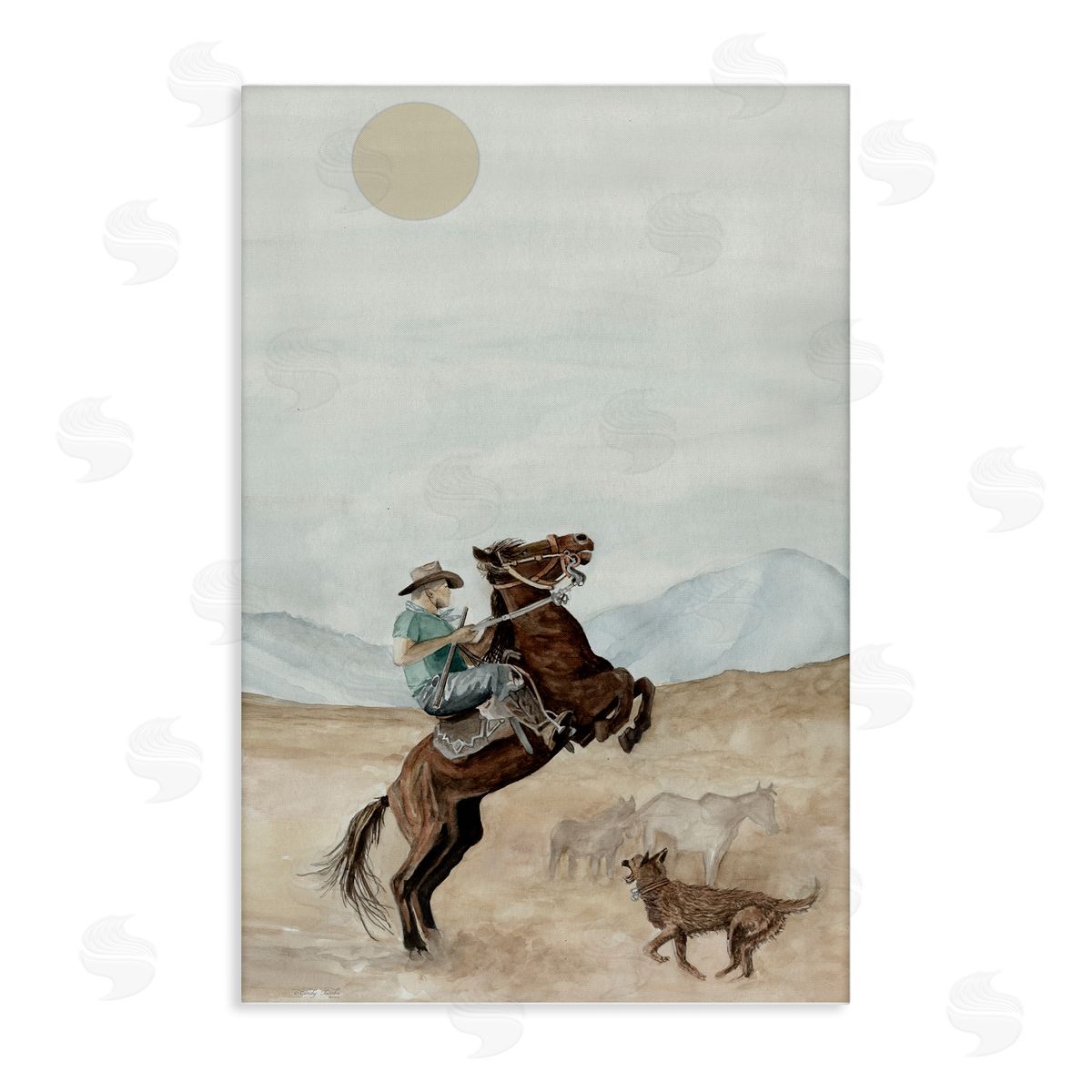 Rearing Horse & Dog Canvas Wall Art, Home Decor by Cindy Jacobs