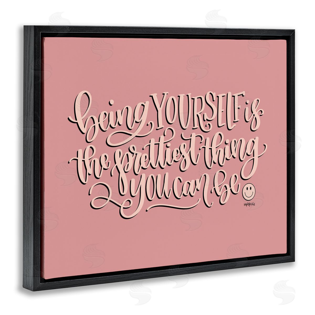 Being Yourself is Prettiest Black Floating Frame Canvas Wall Art, Home Decor by Imperfect Dust