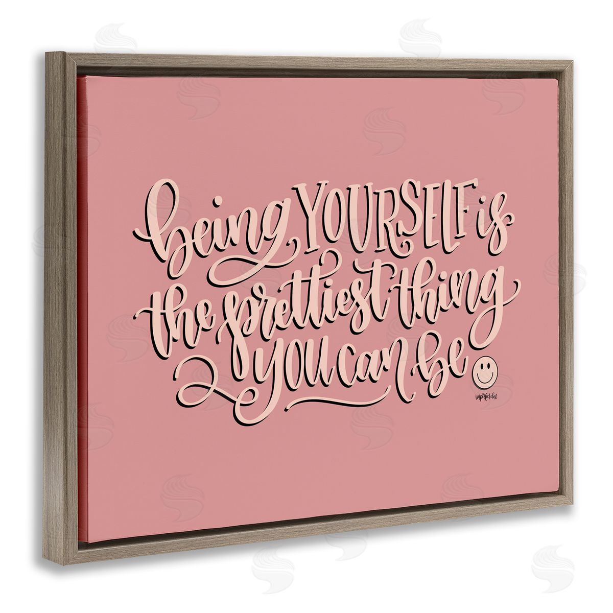 Being Yourself is Prettiest Brown Floating Frame Canvas Wall Art, Home Decor by Imperfect Dust