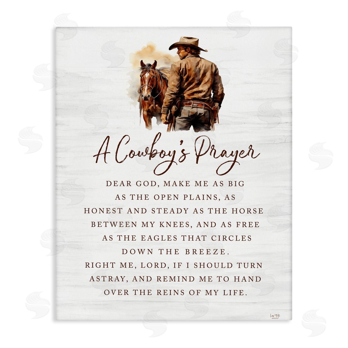 Heartfelt Cowboy's Prayer Canvas Wall Art, Home Decor by Lux + Me Designs