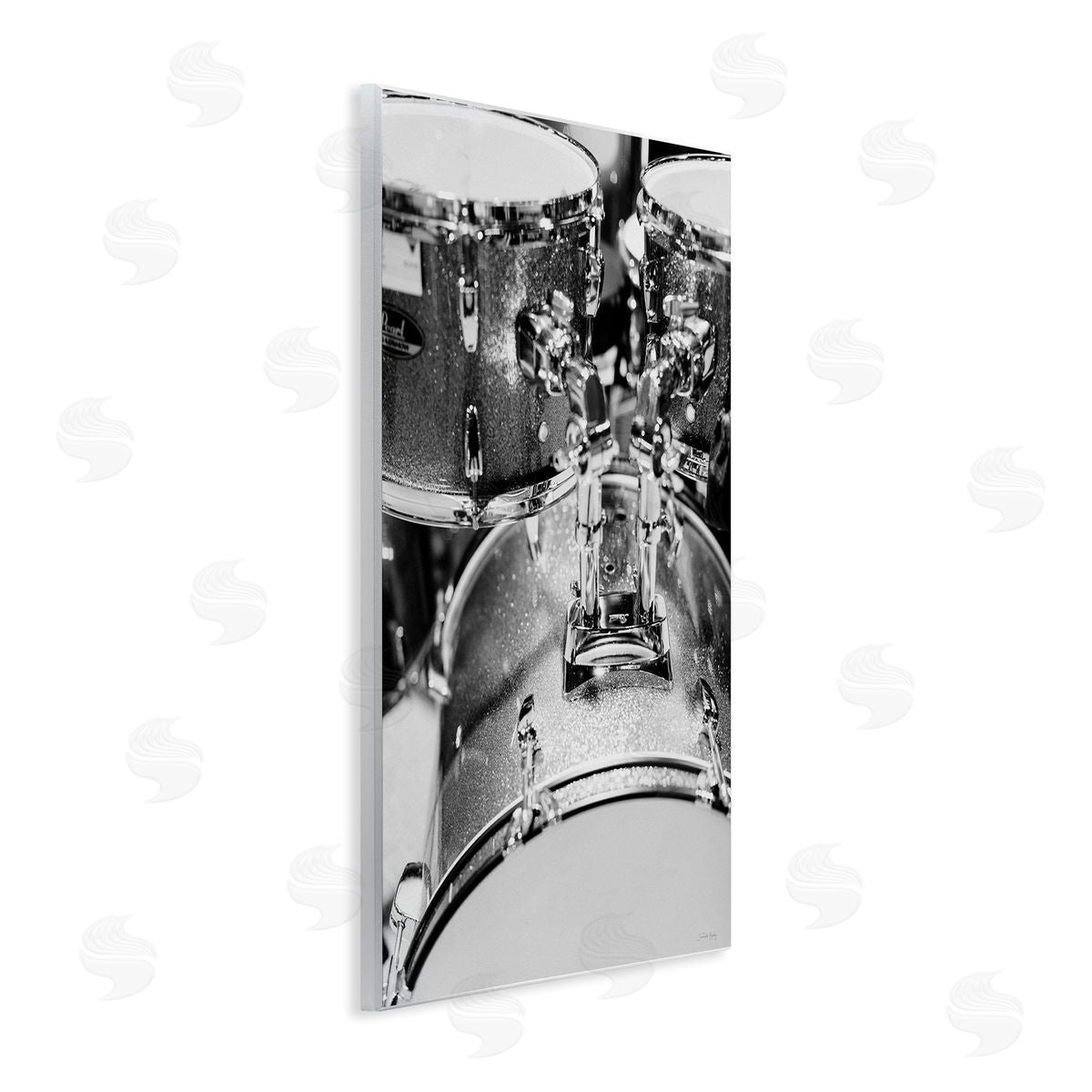Drum Set Black & White Wood Plaque Wall Art, Home Decor by Jennifer Rigsby