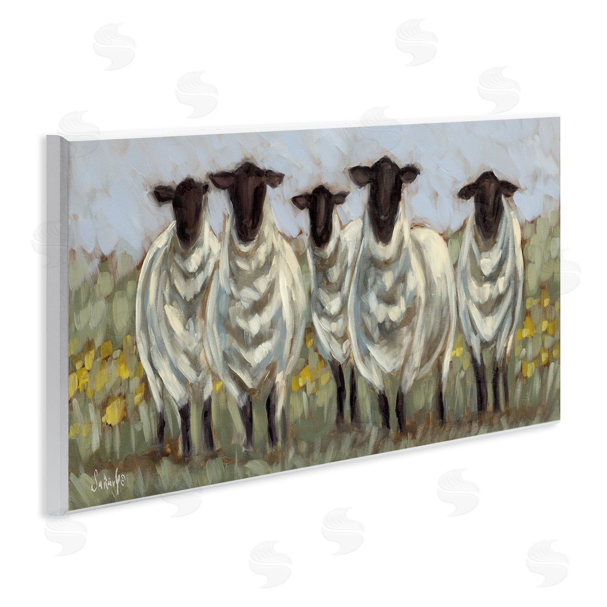 Gazing Sheep Impression Wood Plaque Wall Art, Home Decor by Sara G. Designs