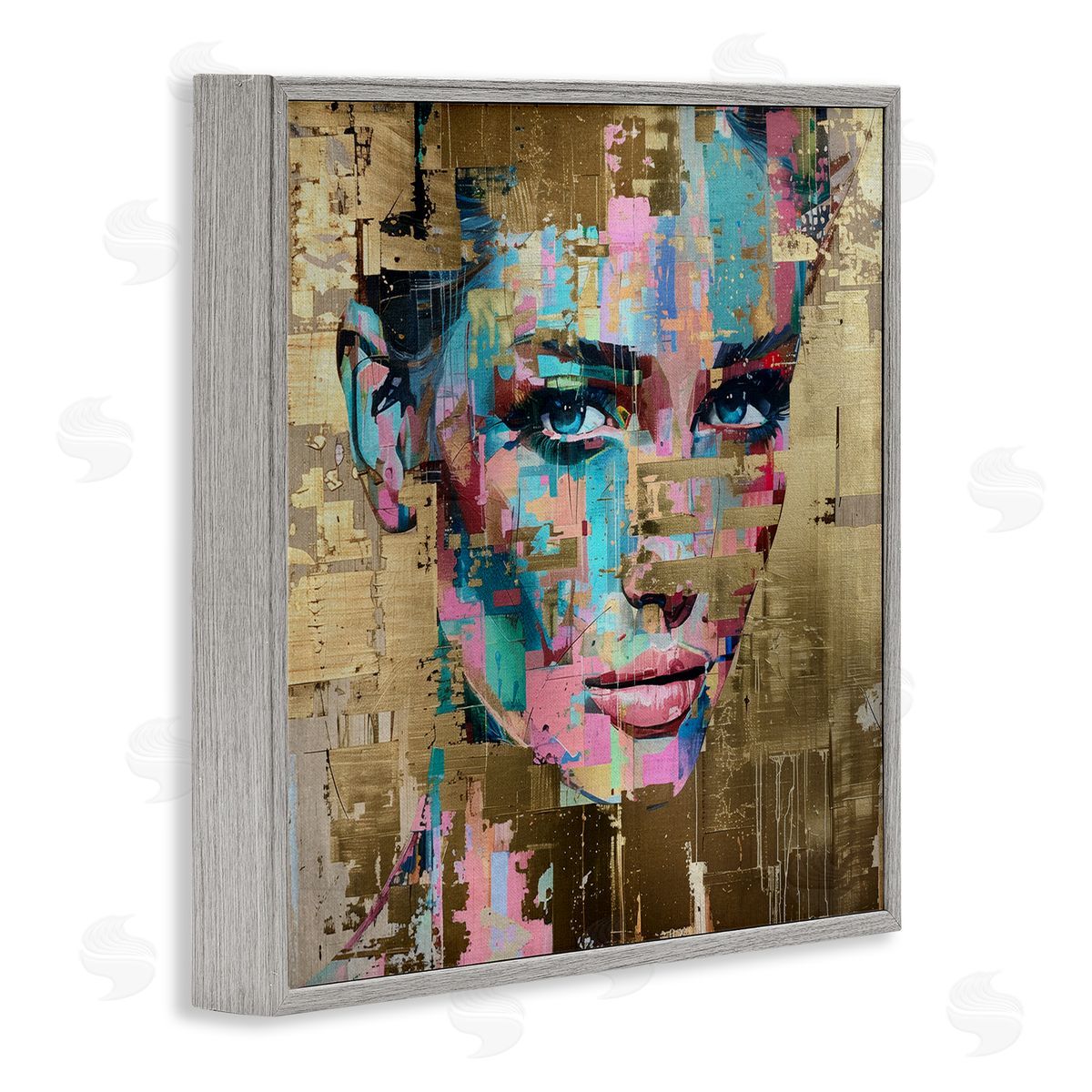 Glam & Gold Hues Portrait Grey Frame Print Wall Art, Home Decor by Svetlana Aleynikova