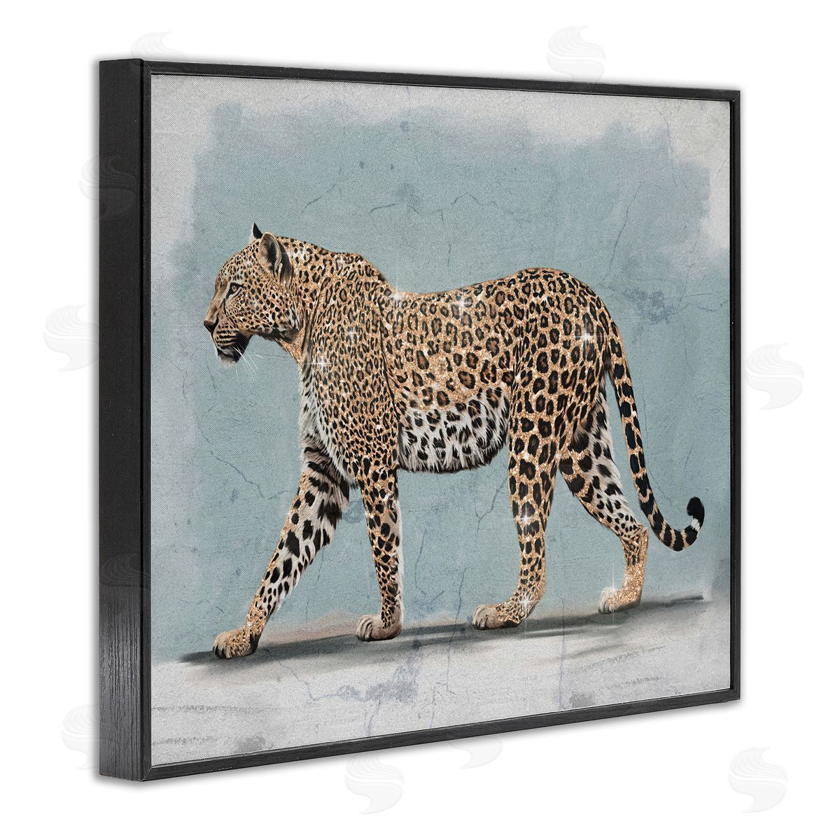 Stepping Glam Leopard Black Frame Print Wall Art, Home Decor by Svetlana Aleynikova