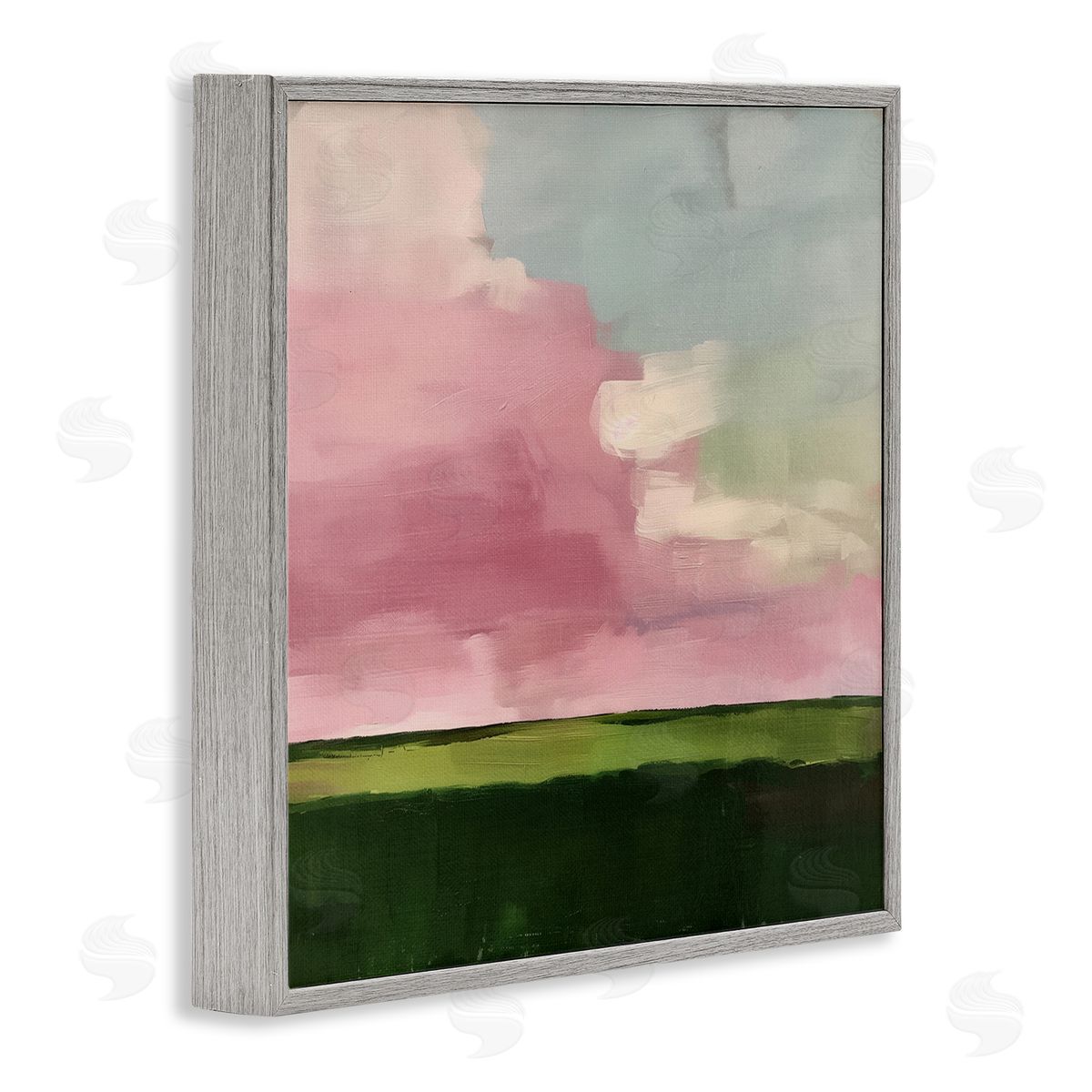 Pink Clouds Sunrise Grey Frame Print Wall Art, Home Decor by Svetlana Aleynikova