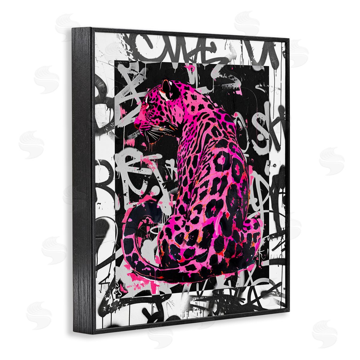 Urban Graffiti Leopard Black Frame Print Wall Art, Home Decor by Svetlana Aleynikova