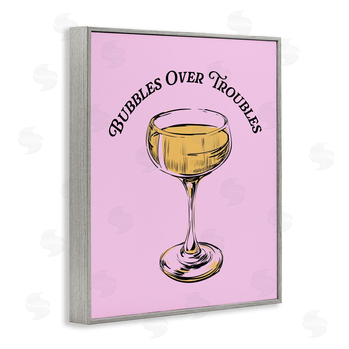 Bubbles Over Troubles Grey Frame Print Wall Art, Home Decor by House of Lulu
