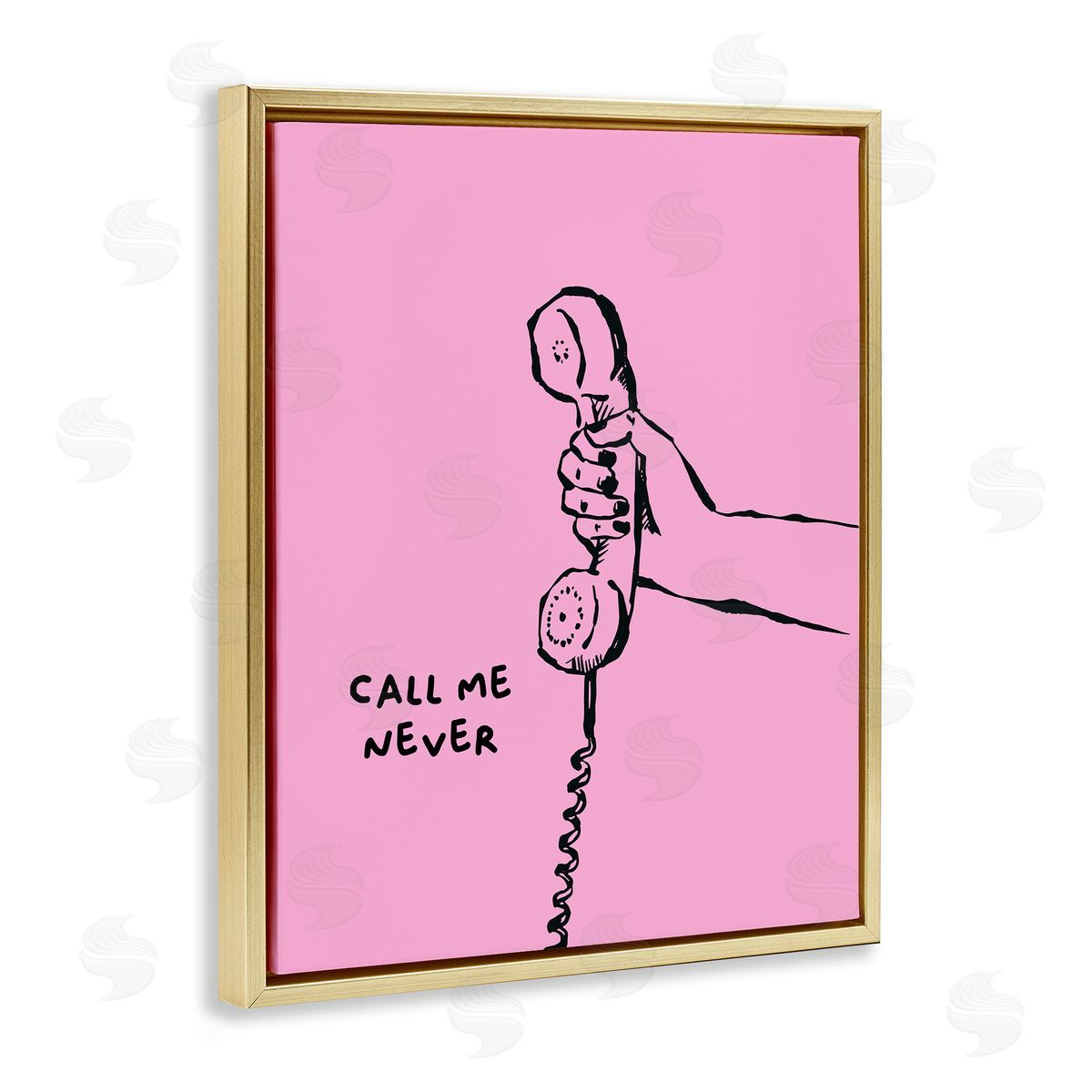 Call Me Never Phrase Gold Floating Frame Canvas Wall Art, Home Decor by House of Lulu